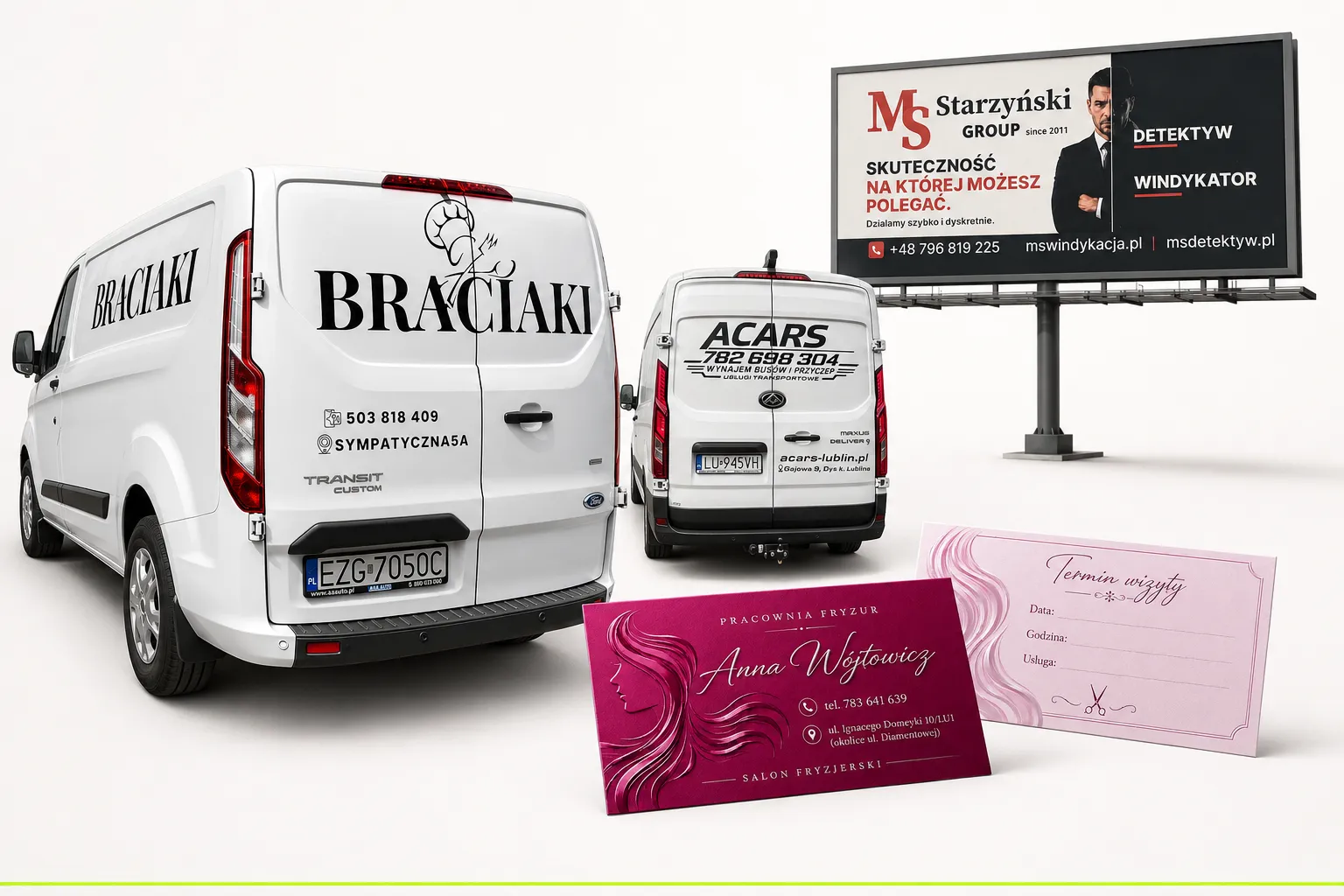 Realizacje cob-web.pl Studio: reklamy na pojazdach, billboard oraz materiały drukowane